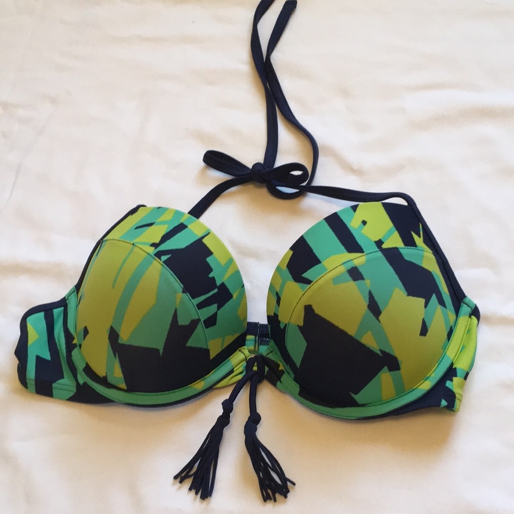 Aerie Geometric Print Bikini Top Sz 34C